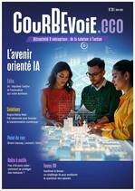 Couverture du Courbevoie.eco avec deux femmes et un hommes autour d'une table et une maquette d'une ville