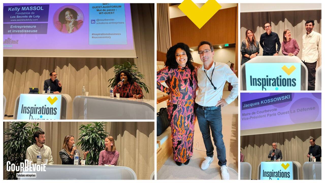Patchwork de photos de la conférence Inspirations Business avec Kelly Massol
