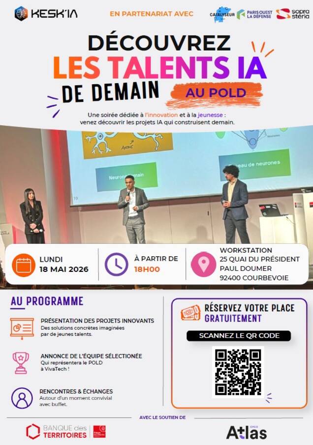 affiche de l'événement de restitution des projets Kesk'IA pour le territoire Paris Ouest La Défense