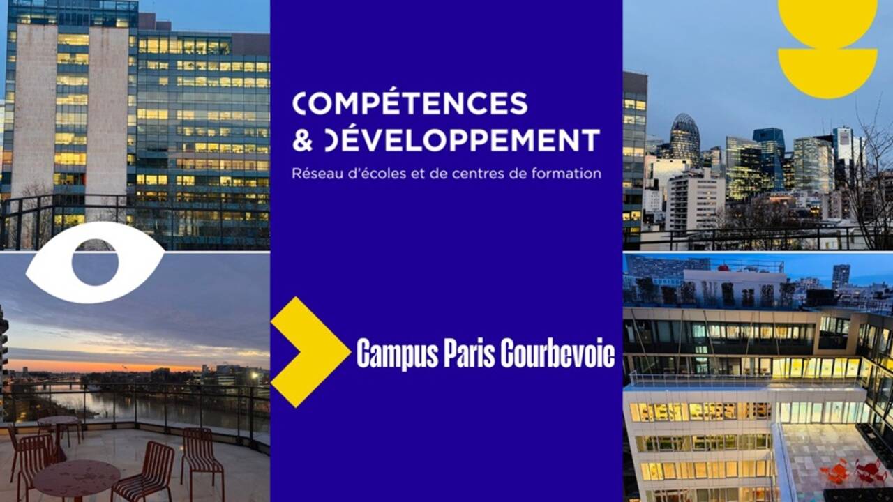 Mosaïque de différentes vues du Campus Compétences et Développement à Courbevoie